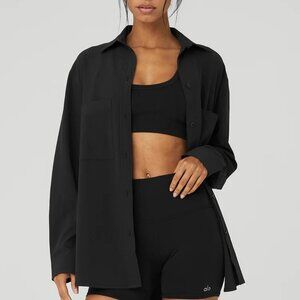 Alo Yoga | Dreamscape Button Down Long Sleeve | Black | Small